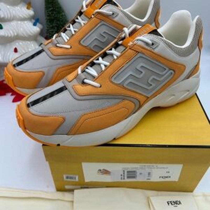 Fendi Men's FF logo textile runner sneakers size 12 made in Italy