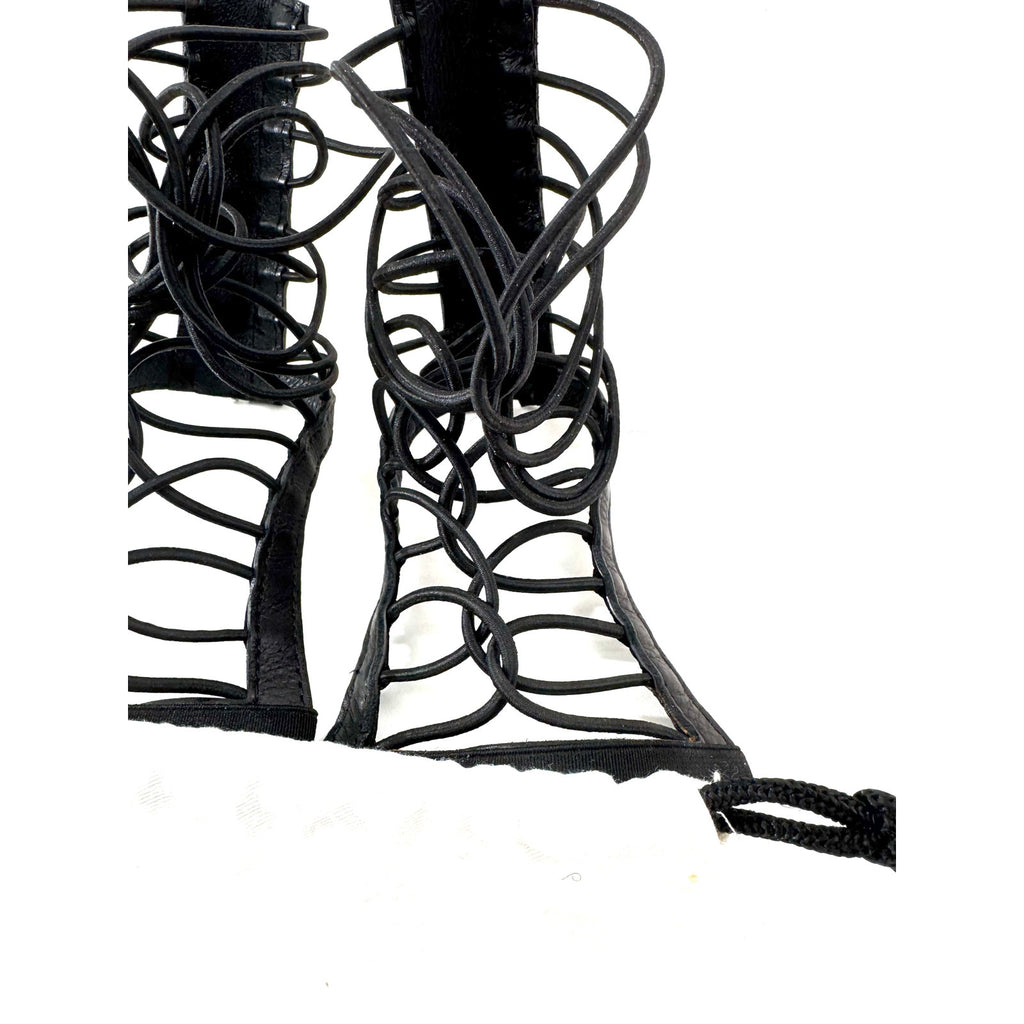 Women's Wolford Black Gladiator Lace Up Back Zip Shoe Inserts