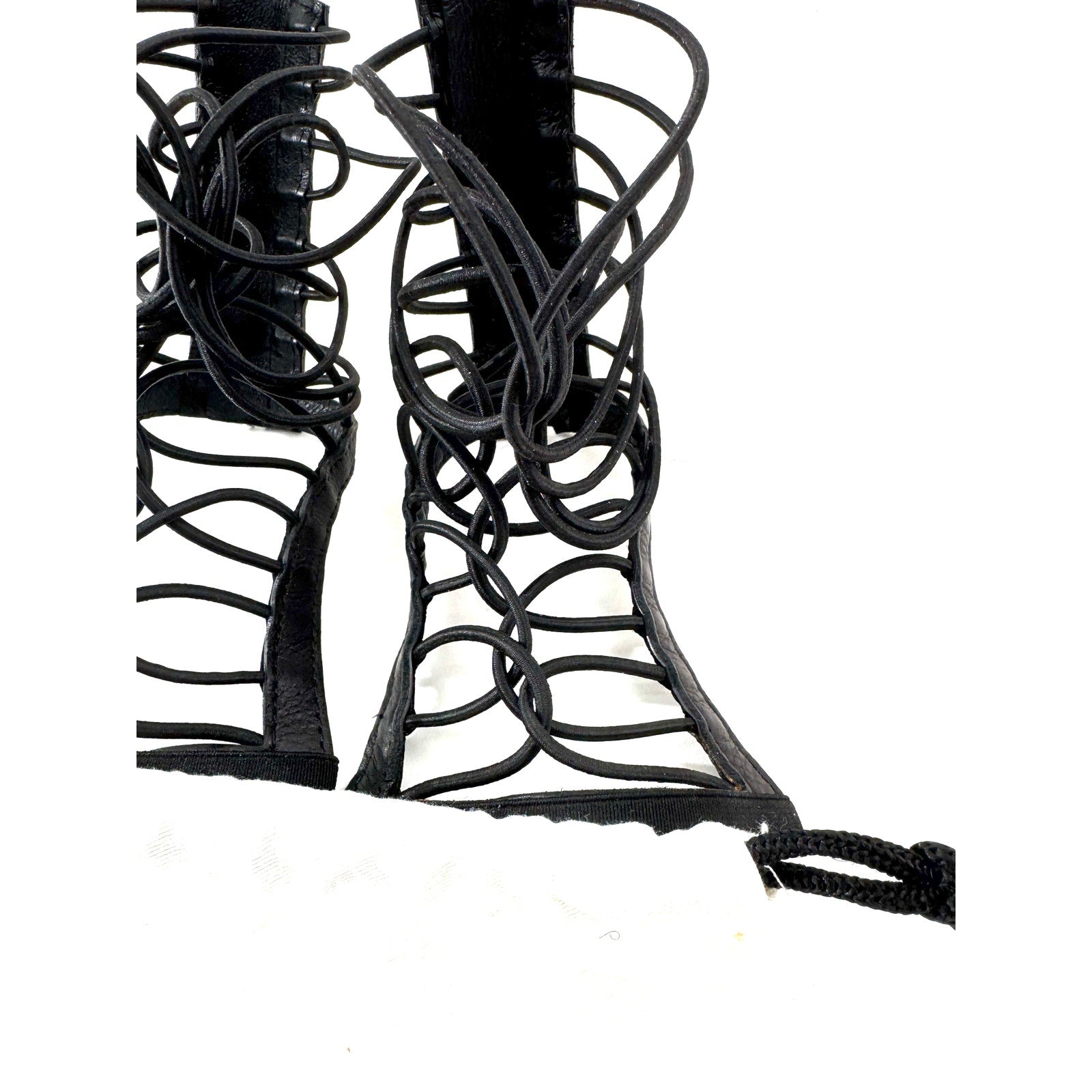 Women's Wolford Black Gladiator Lace Up Back Zip Shoe Inserts