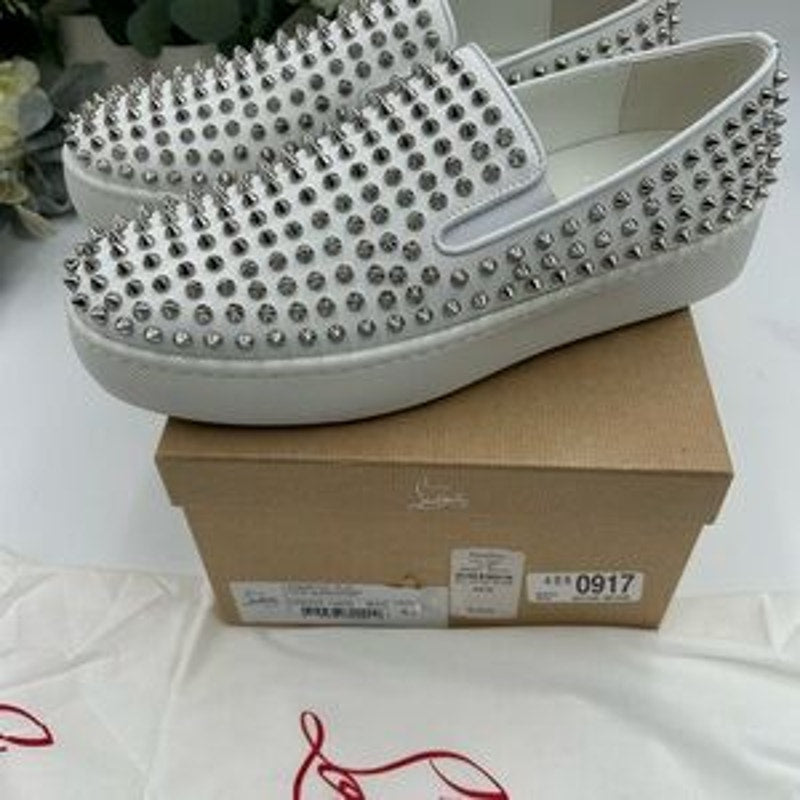 Men's Christian Louboutin spike boat slip on sneaker size 43 made in Italy