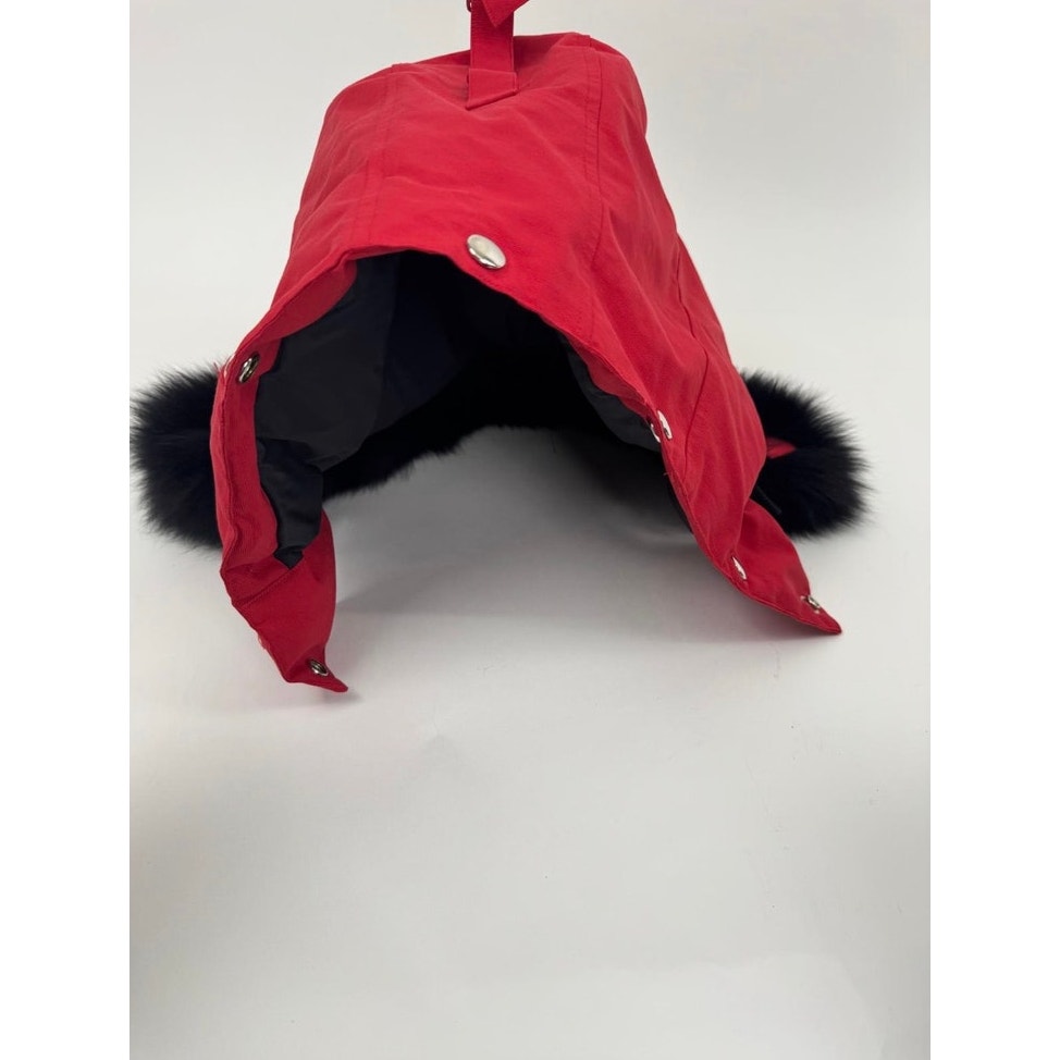 Men's Moose Knuckles Red Puffer Down Jacket With Detachable Fur Hood Size XL