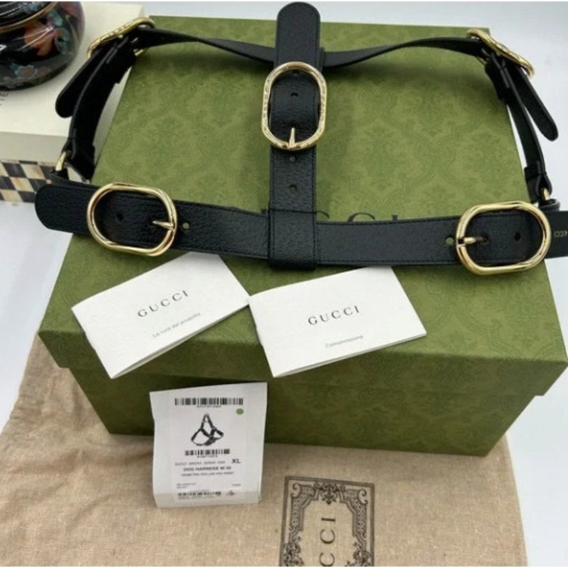 Gucci demetra , extra large leather dog harness made in Italy