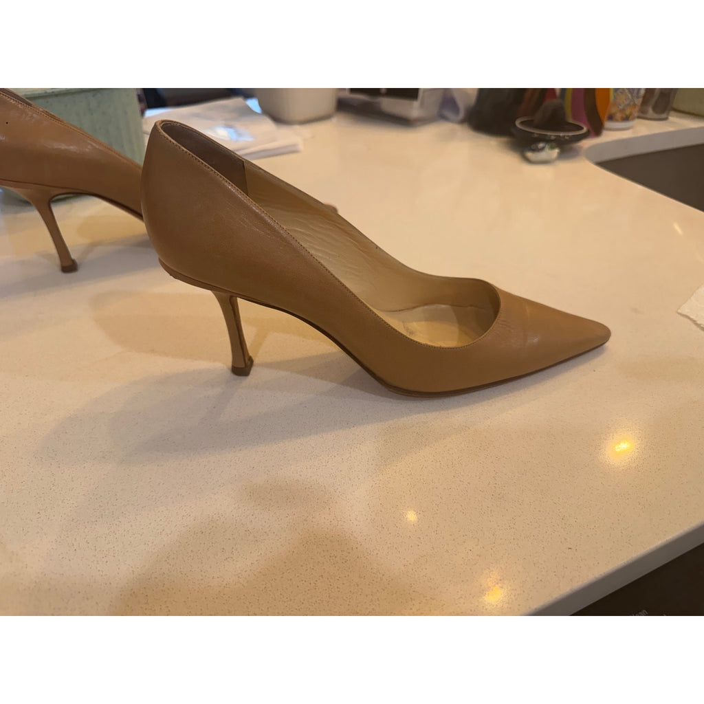 Jimmy Choo Neutral Leather Pointed Toe Pump Heels Size US 10 IT 40