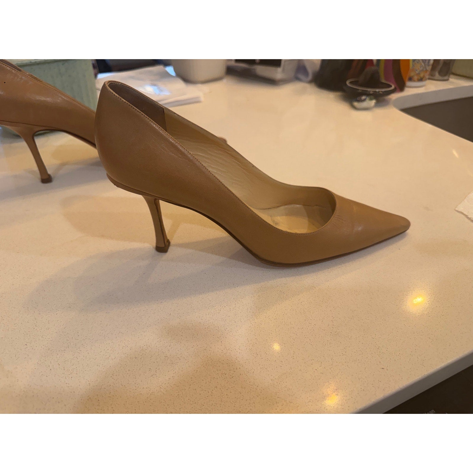 Jimmy Choo Neutral Leather Pointed Toe Pump Heels Size US 10 IT 40