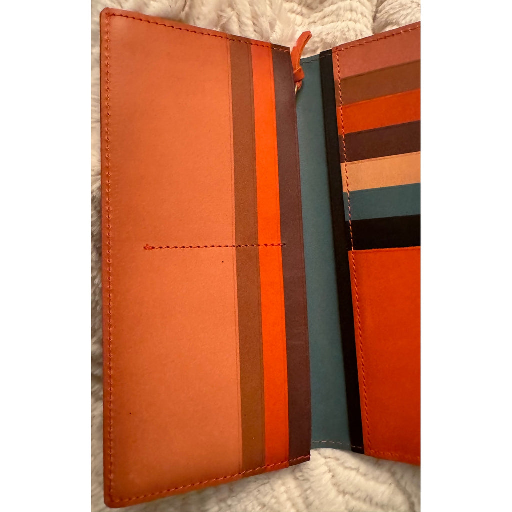 Craftwork Products Japan Made Deep Orange Colorblock Motif Long Wallet