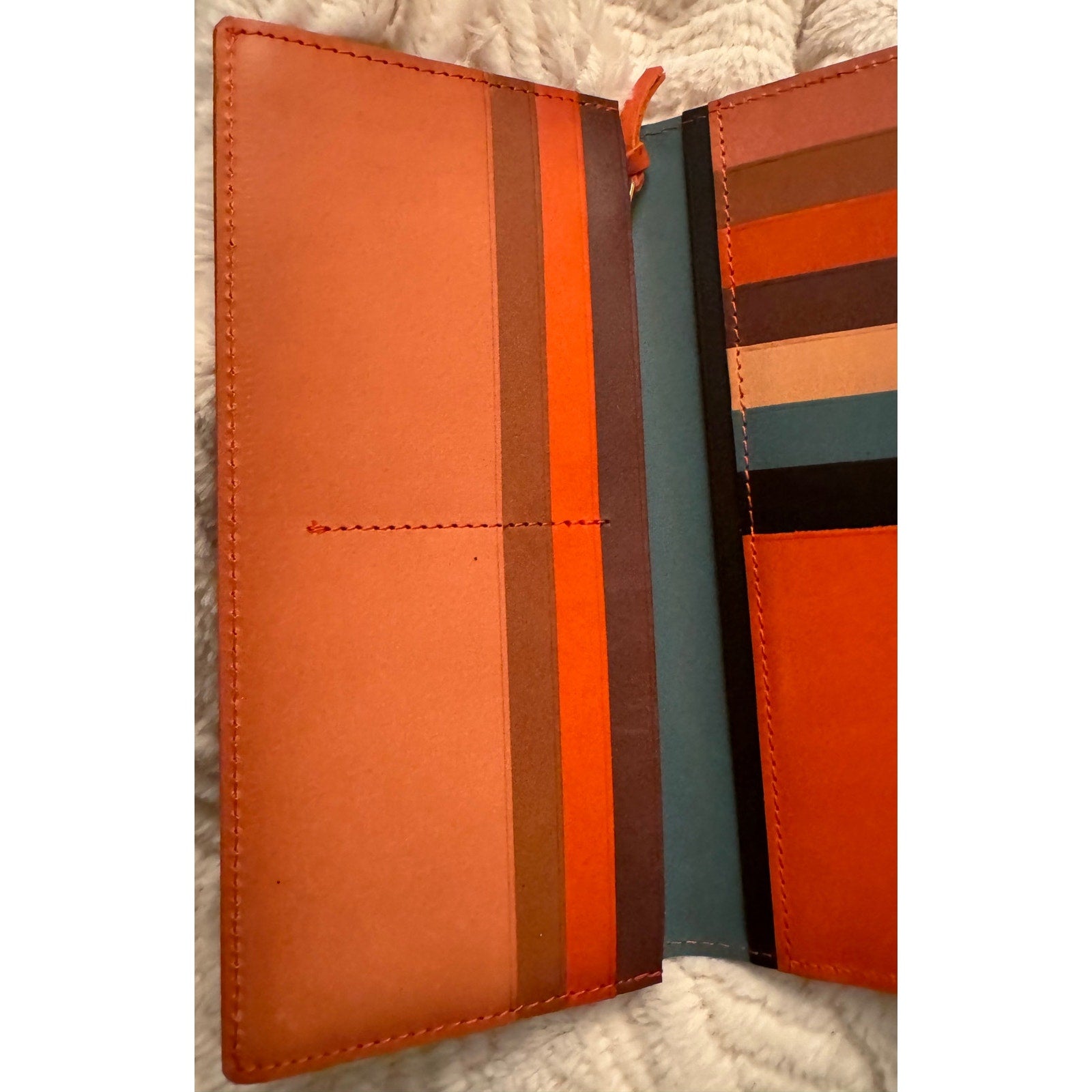 Craftwork Products Japan Made Deep Orange Colorblock Motif Long Wallet
