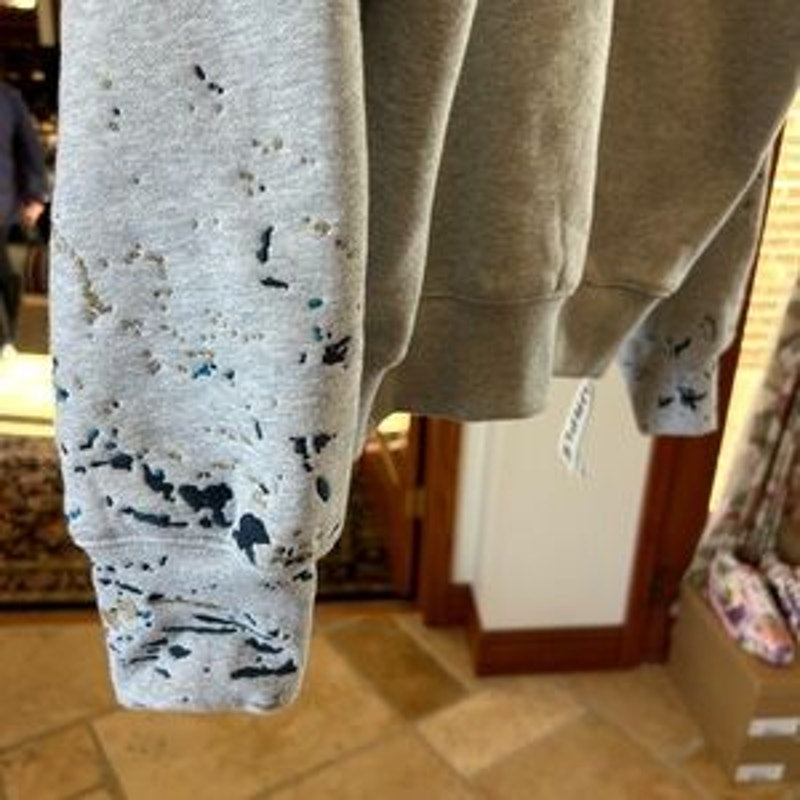 Men's Purple brand paint, splattered, crystal wordmark, heavy cotton fleece M
