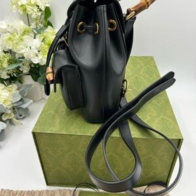 Gucci leather bamboo backpack made in Italy NWT