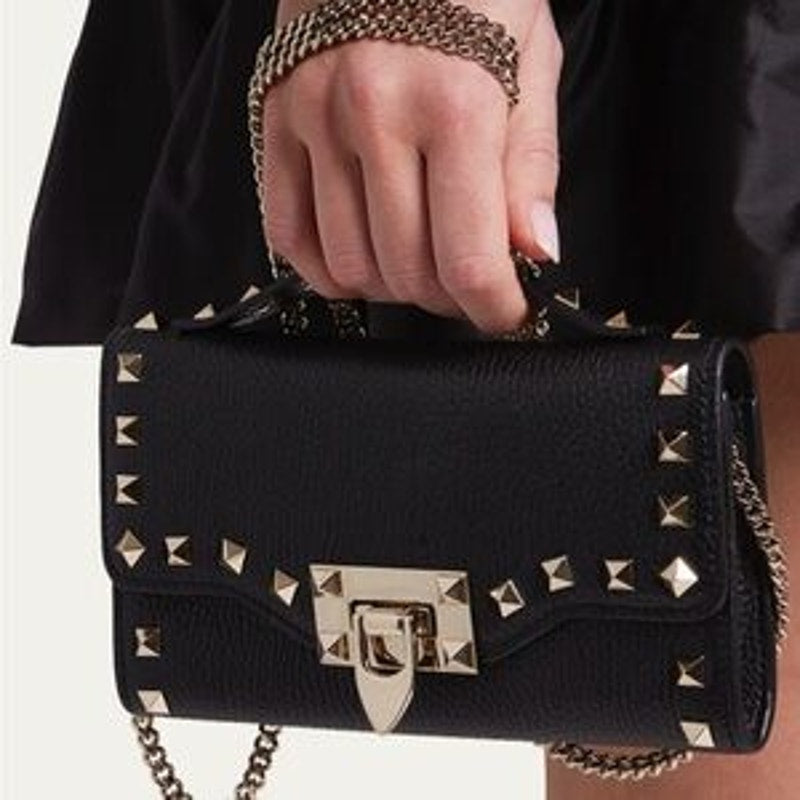 Women's Valentino Garavani rock stud, wallet on a chain made in Italy