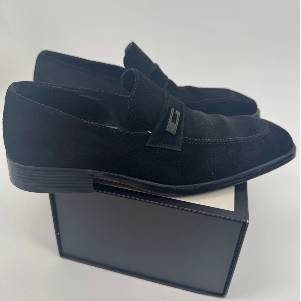 Gucci Unisex Tom Ford Black Suede Slip On Loafers Size M7.5 W9