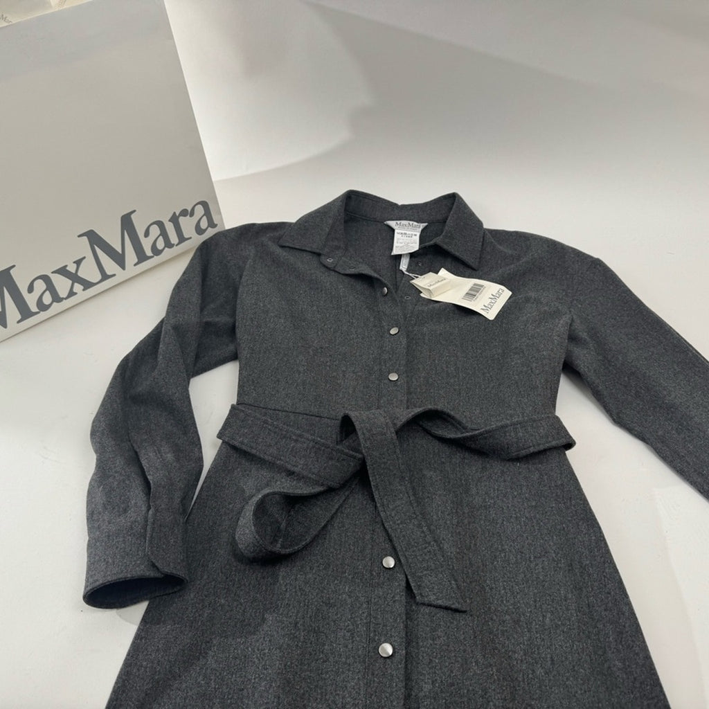 MaxMara Charcoal Wool Blend Fabric