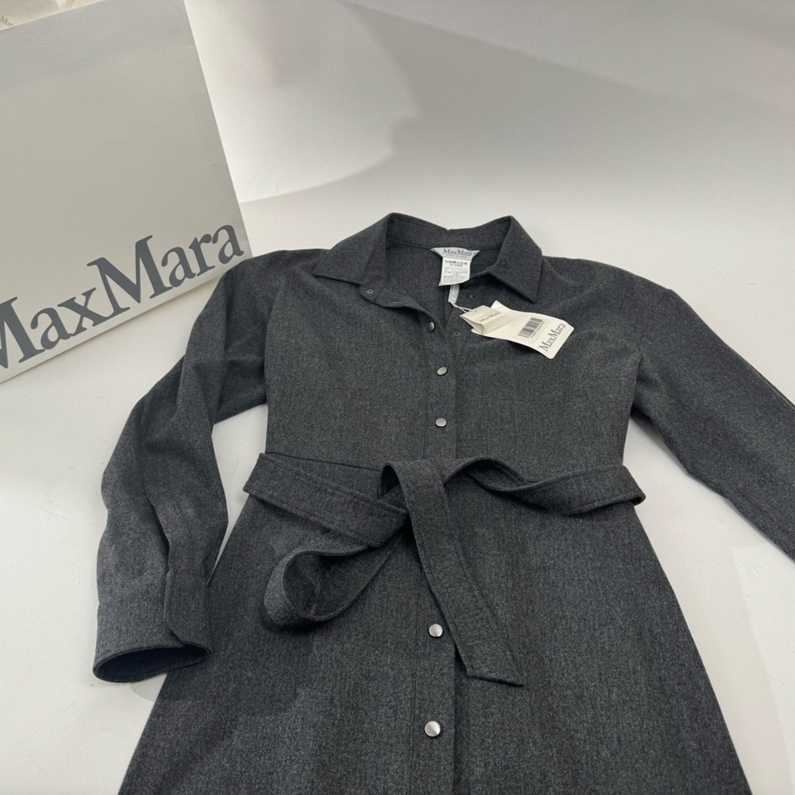 MaxMara Charcoal Wool Blend Fabric