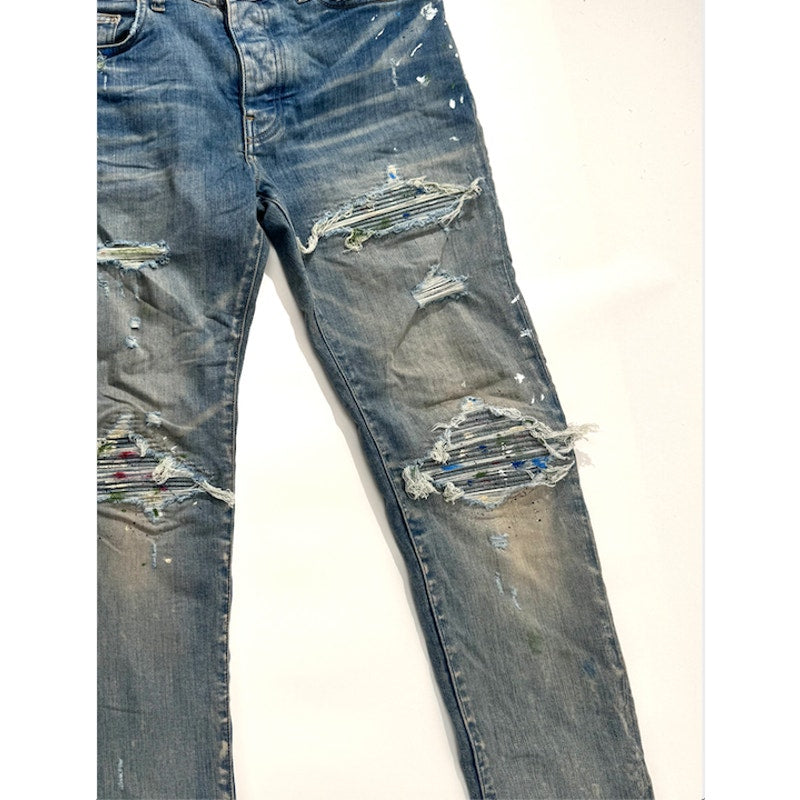 Mens AMIRI mx1 paint splatter light wash patch size 32 immaculate