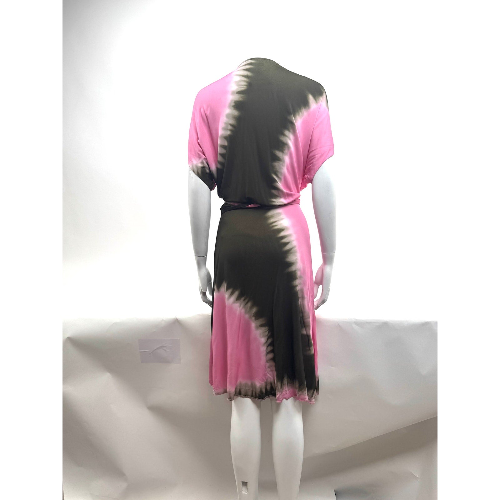 Diane von Furstenberg DVF NWOT Pelego Pink Black Tie Dye Wrap Dress Size 8