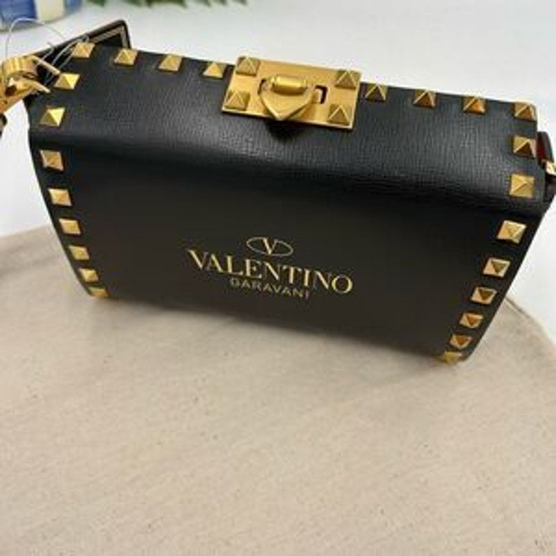 Women’s Valentino Garavani rock, stud, leather shoulder bag made in Italy