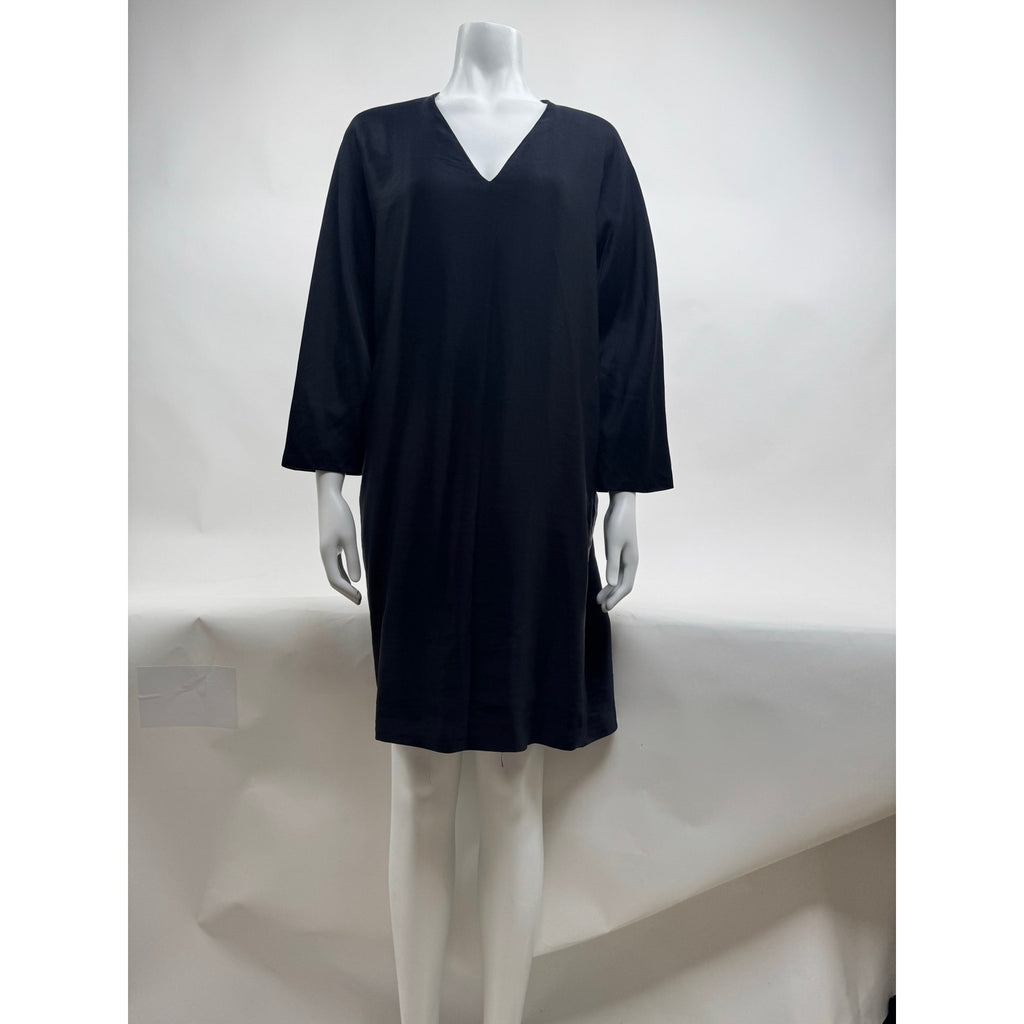 The Row Women's Black V-Neck Long Sleeve Sheath Dress Size M