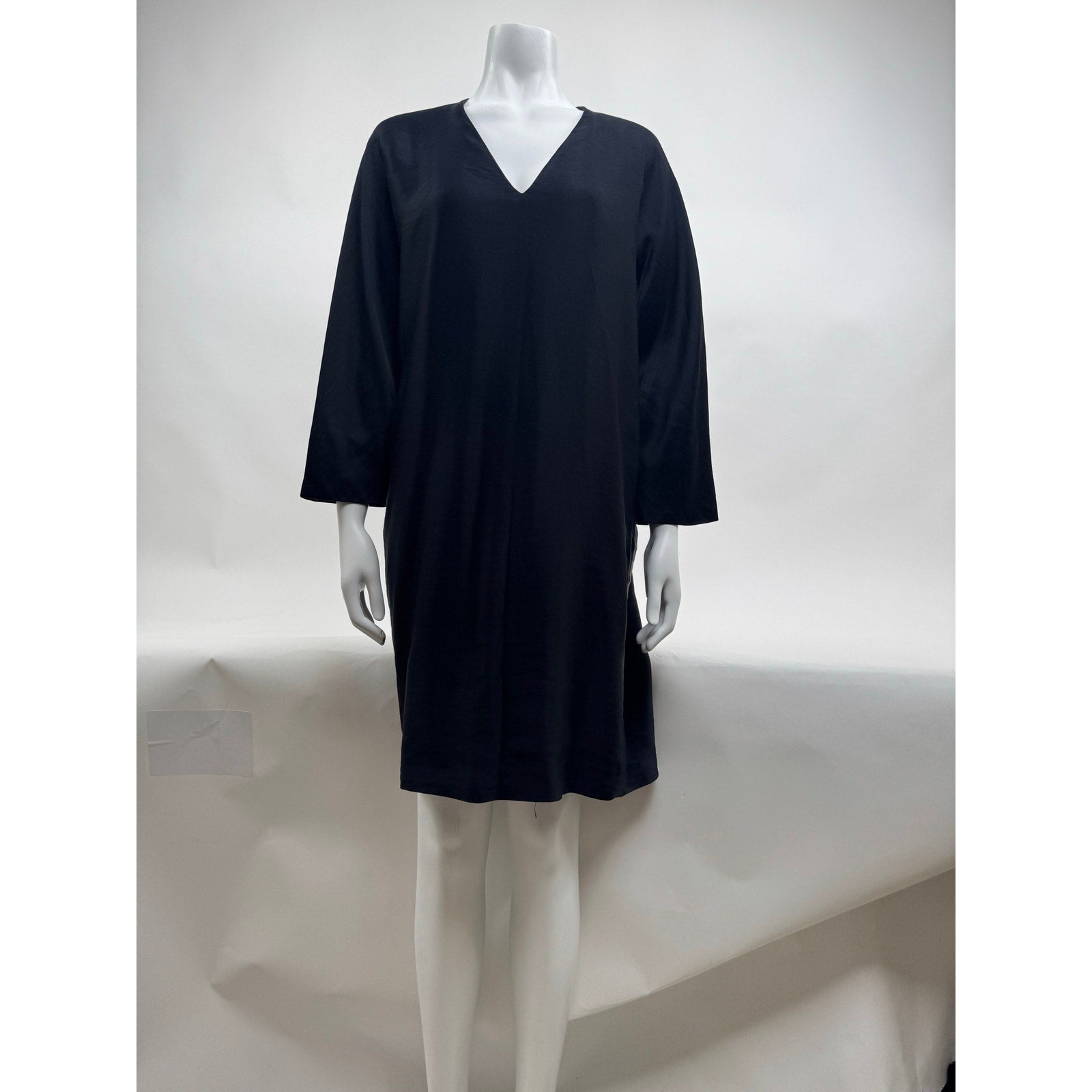 The Row Women's Black V-Neck Long Sleeve Sheath Dress Size M