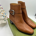 Men’s Gucci, leather ankle boots with buckle size 9 made in Italy