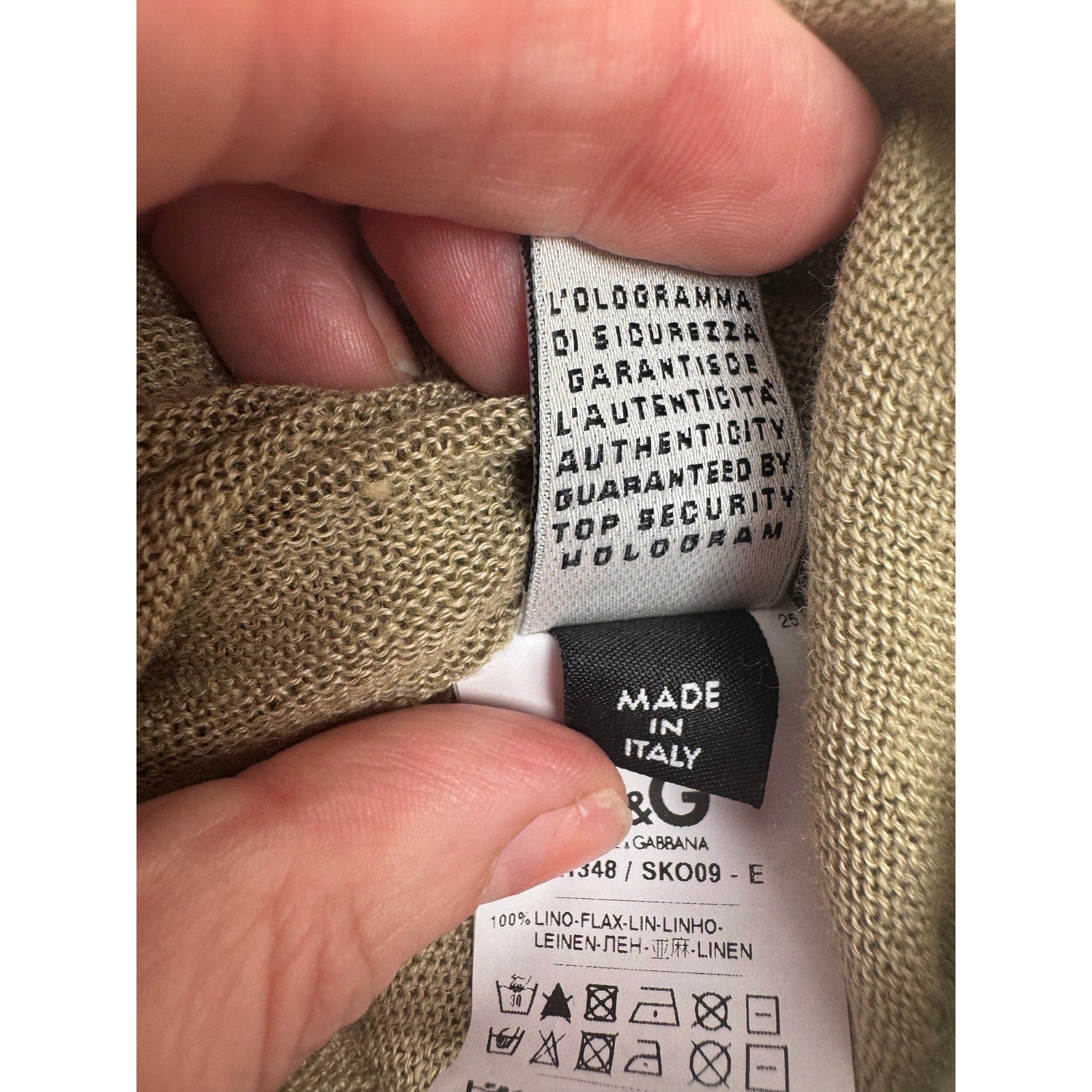 Dolce & Gabbana D&G Beige Tan 100% Linen Button Front Cardigan Size 52