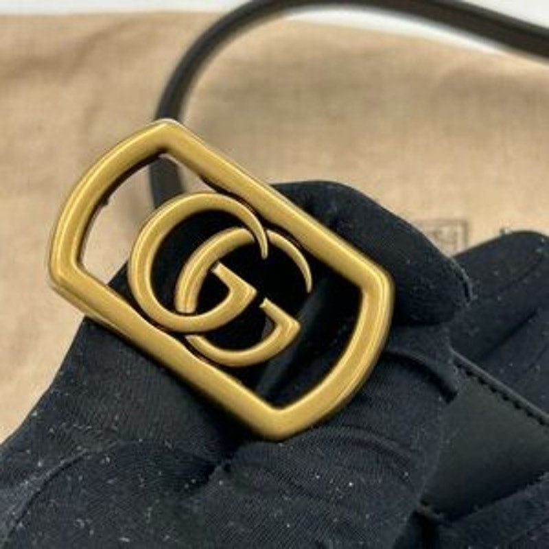 Men's Gucci double G black leather belt size 90 cm/36 inches made in Italy