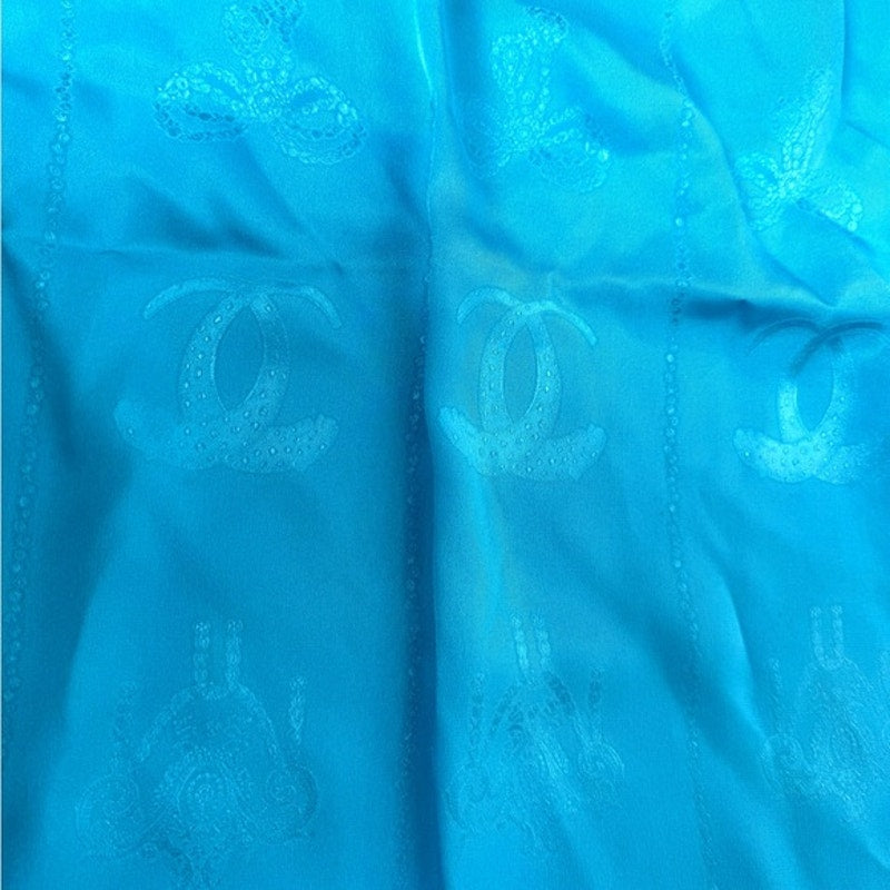 Cartier Scarf, Blue w/ Jewel motif and buckle detail