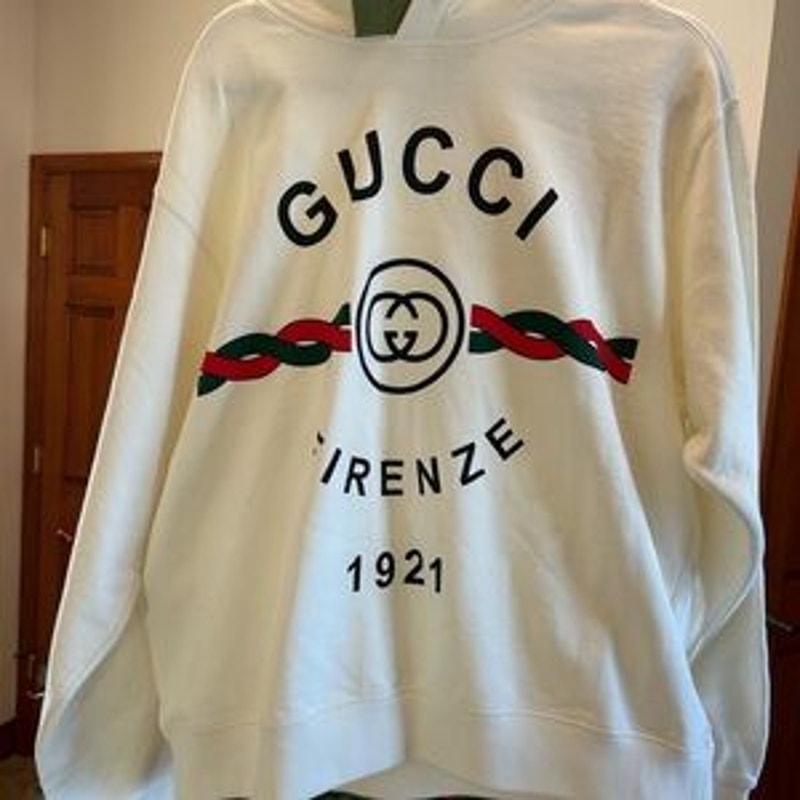 Men's Gucci FIRENZE 1921 cotton hoodie interlocking G/web stripe small/medium