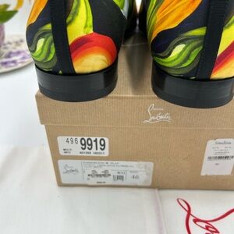 Men's Christian Louboutin, dandy chick roses, satin loafers size 46 made Italy