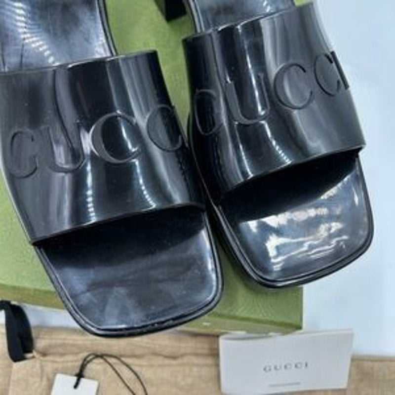 Women’s Gucci, rubber block, low heel slides, size 41 made in Italy
