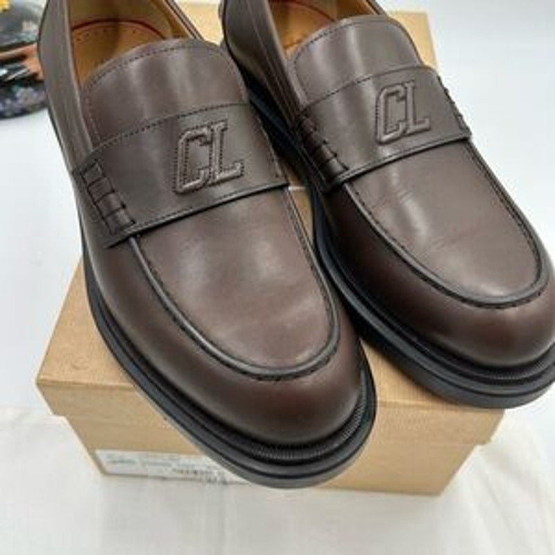 Men's Christian Louboutin Urbino moc Leather logo loafers size 41 made in Italy