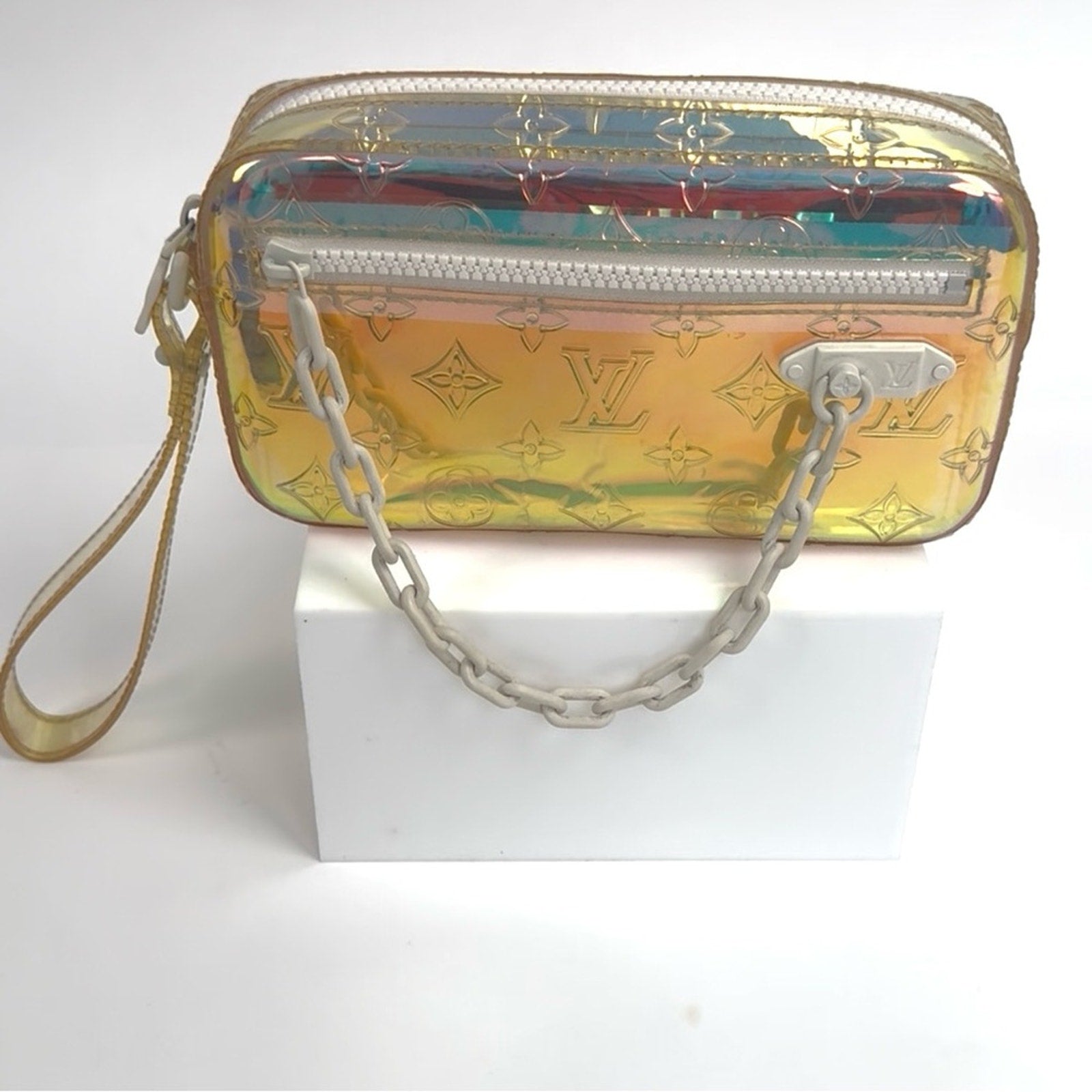 Men’s Louis Vuitton x Virgil, Abloh, prism monogramVolga wristlet full inclusion