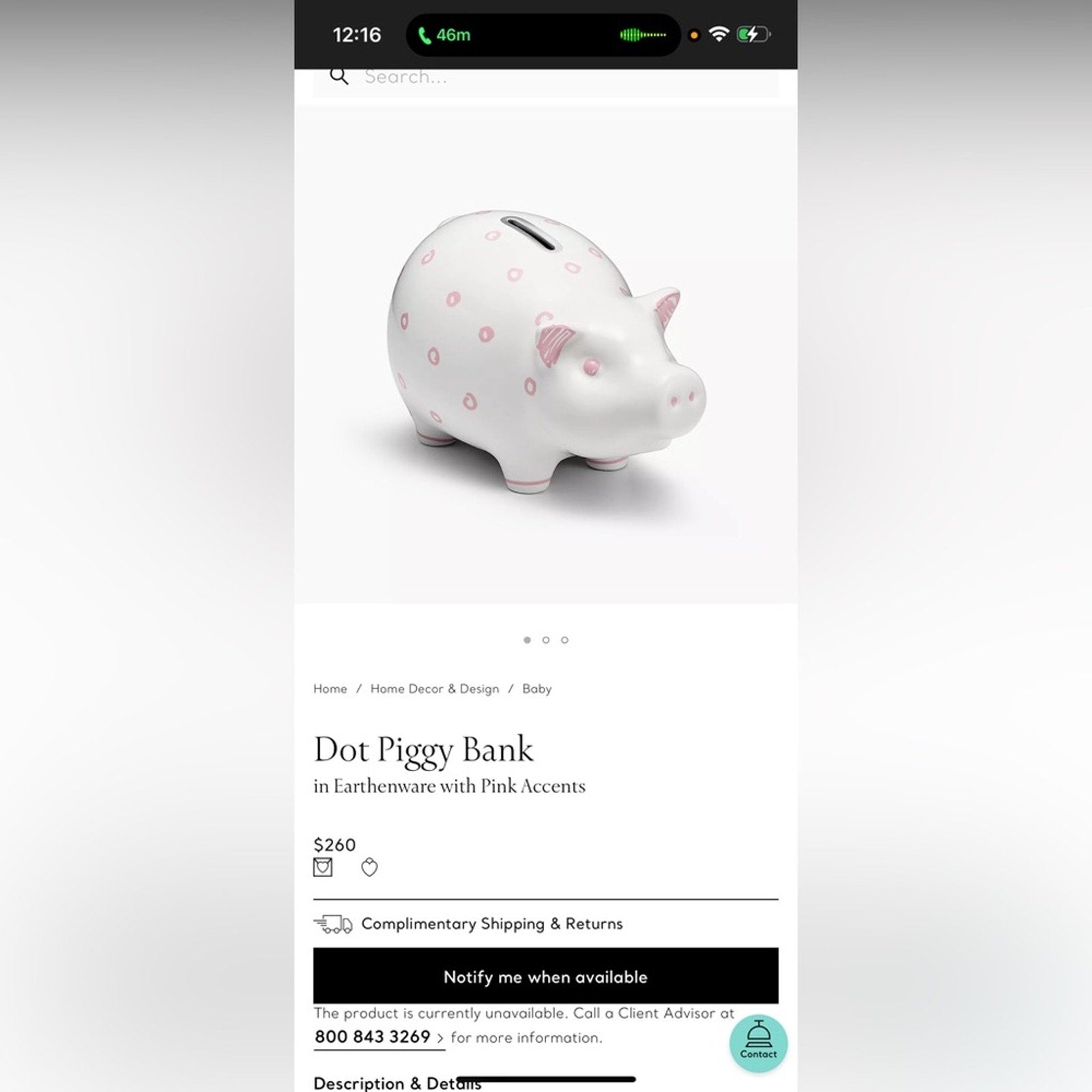 Tiffany & Co.Piggy Bank, NIB, original key and lock w/hallmark painted SOLD OUT