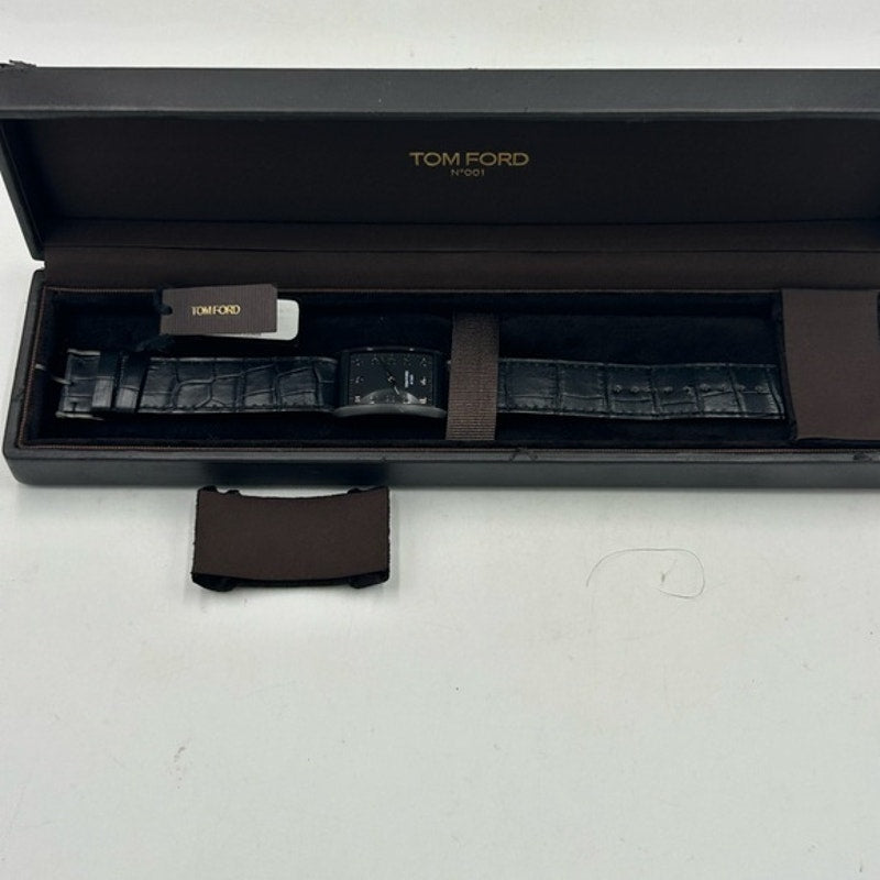 Tom Ford men's N001 Black Leather watch Swiss quartz movement NWT