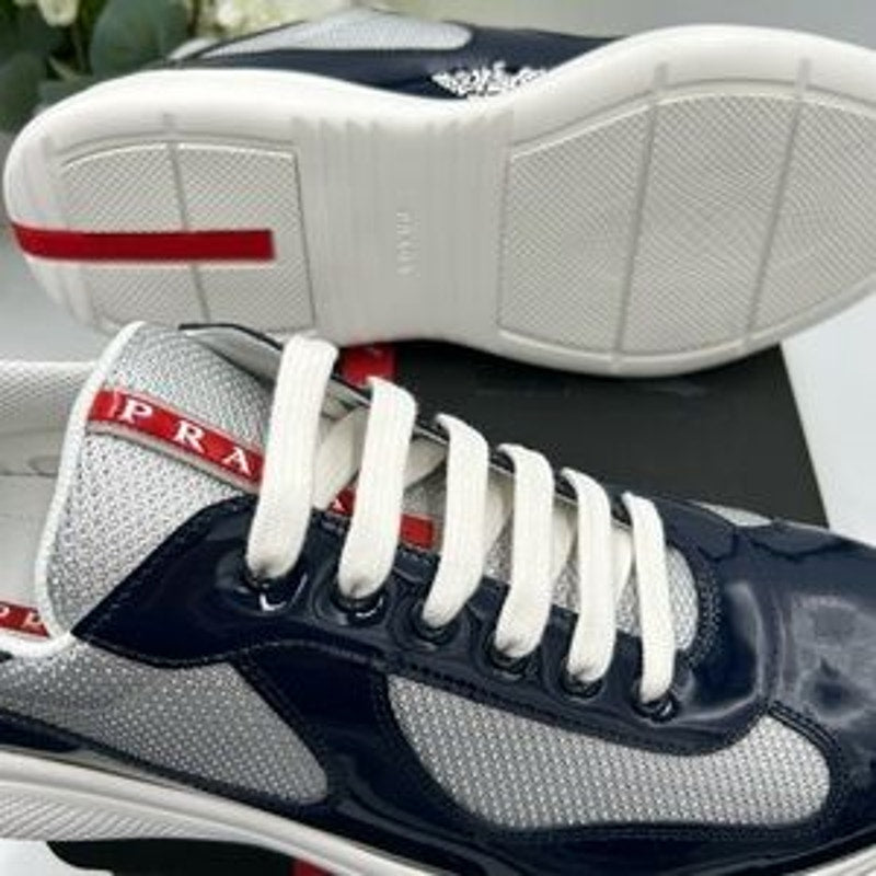 Men's Prada America's cup patent leather blue/white sneakers size 12 fits 13 US