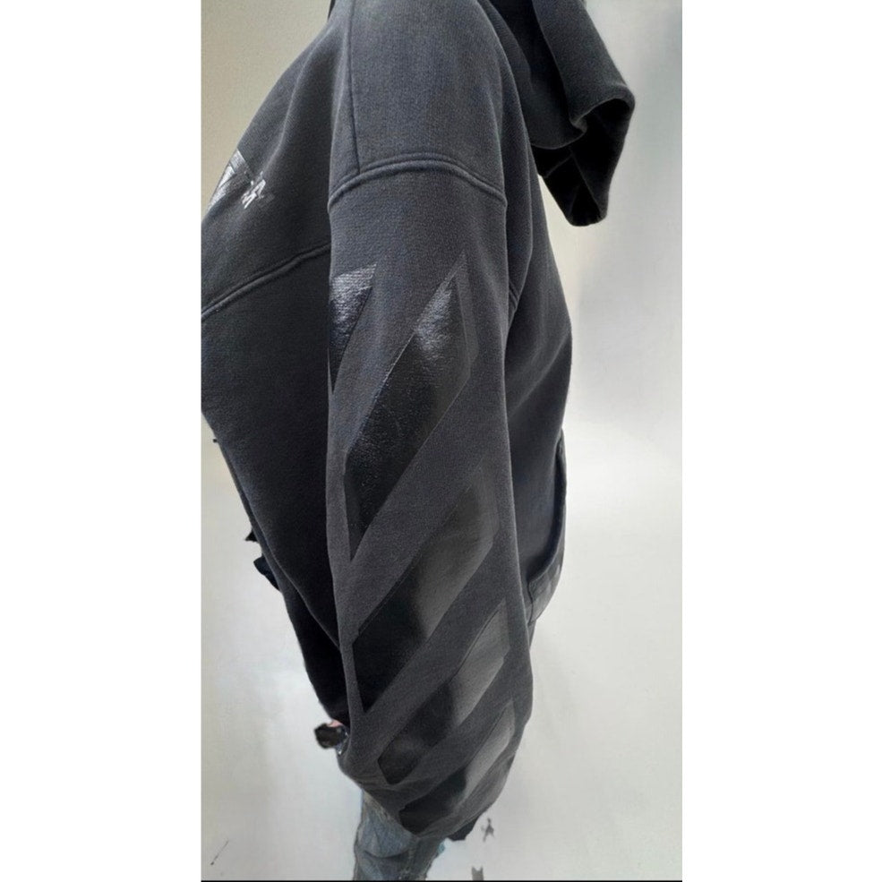 Men's OFF-WHITE × Champion Black Size M Rare Collab Rubber Arrow Hoodie