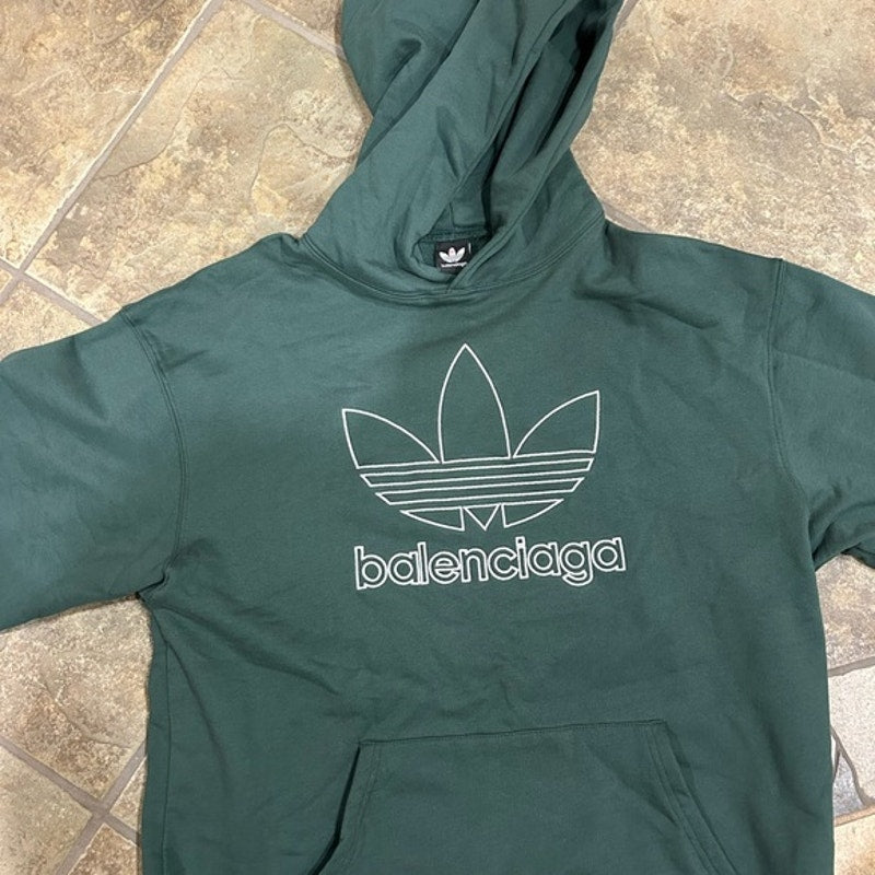 Men's Balenciaga X Adidas, large fit cotton hoodie size large