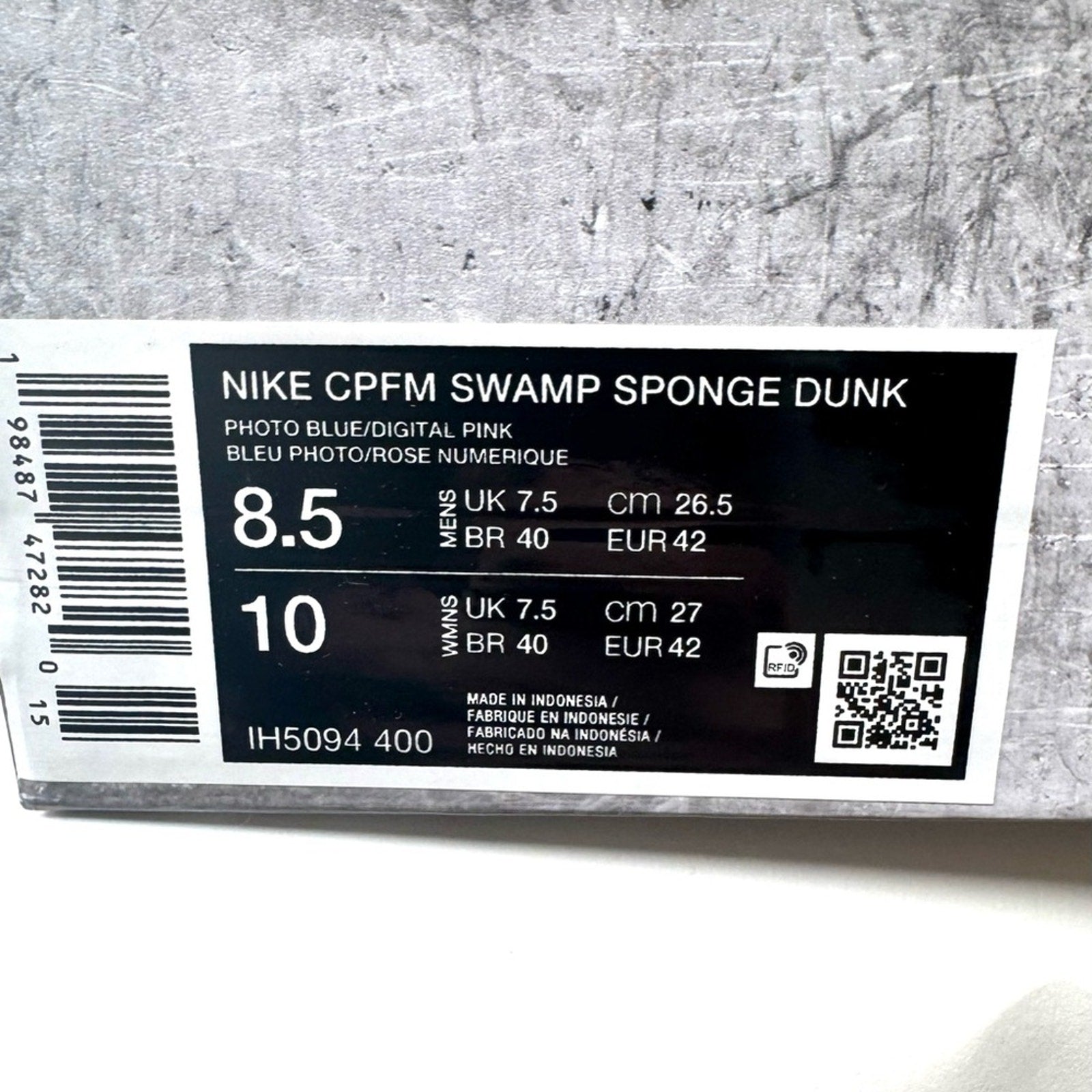 MENS NIKE  CPFM SWAMP SPONGE DUNK
PHOTO BLUE/DIGITAL PINK, M 8.5 -W 10
DS-OG ALL