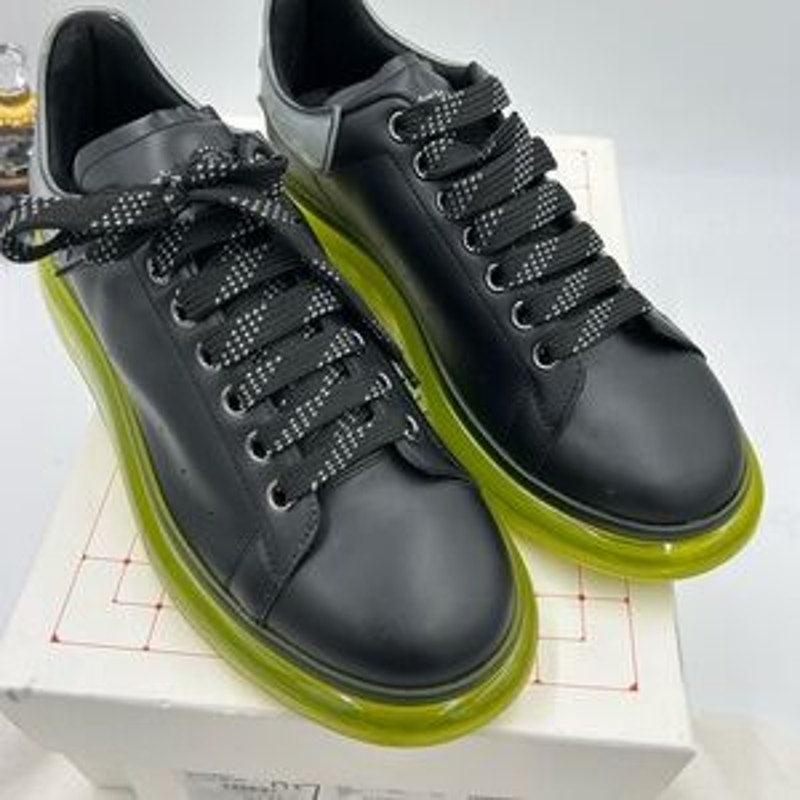 Men's Alexander, McQueen oversized leather sneakers with neon green sole size 43