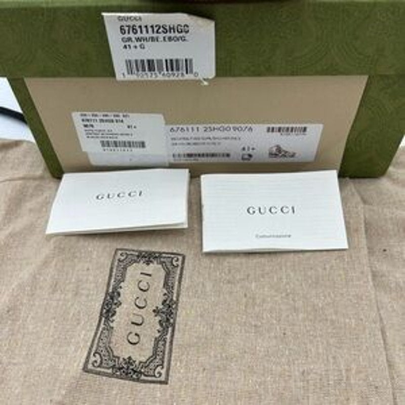 Women's Gucci GG Supreme basket canvas/leather sneakers size 41.5 made in Italy