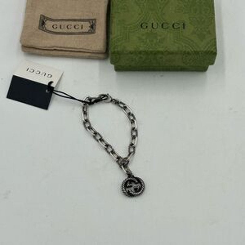 Women’s Gucci, interlocking G twisted charm sterling silver bracelet 925 Italy