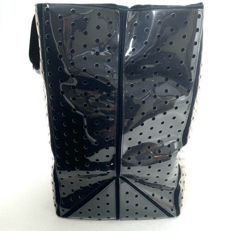 Chanel ENORMOUS tote, black + white fabric w/perforated pvc layer over material