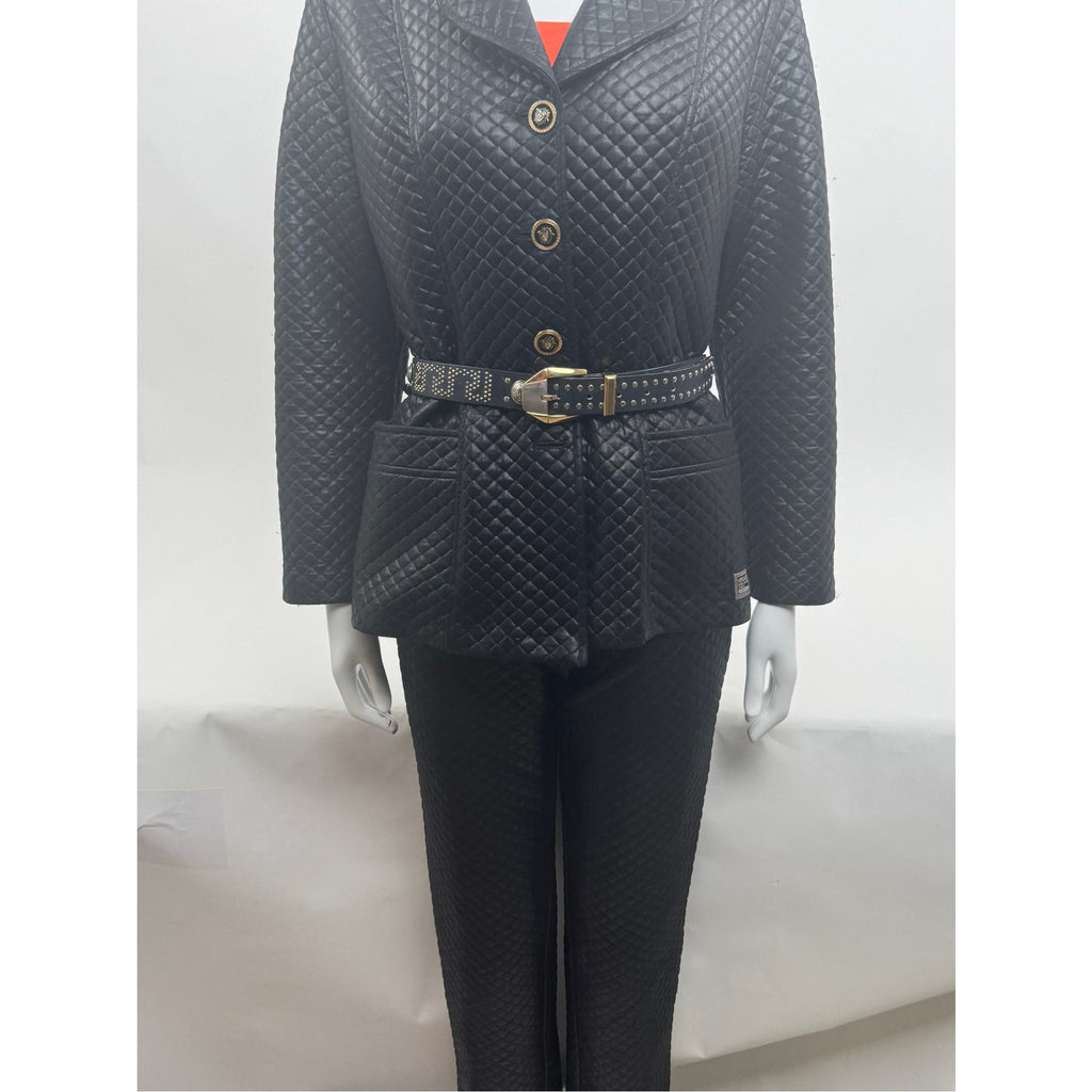 Versace Jeans Couture Women's Black Jacket and Pants Pantsuit with Belt – Size M