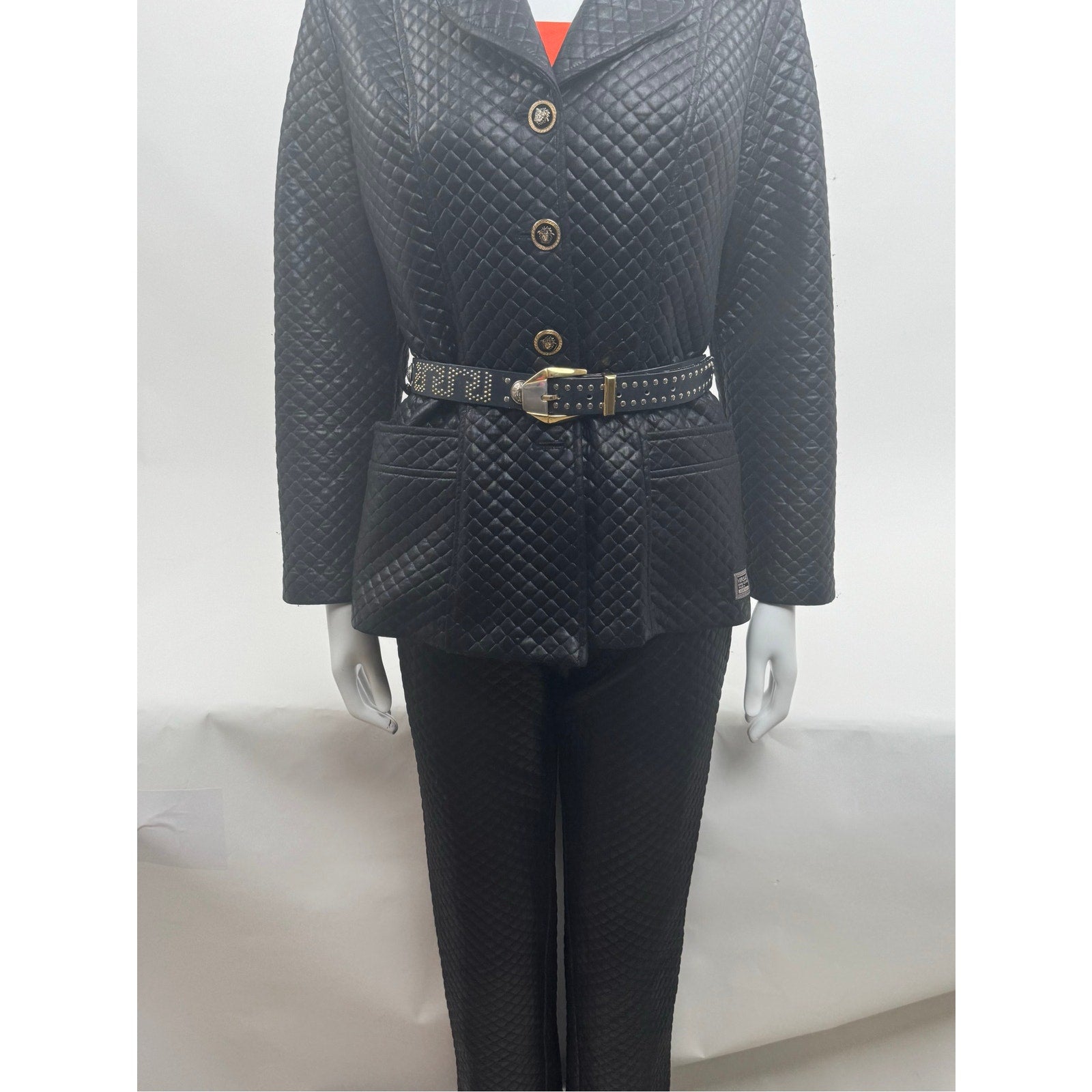 Versace Jeans Couture Women's Black Jacket and Pants Pantsuit with Belt – Size M