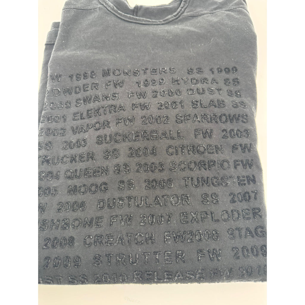 Mens Rick Owens Collection History Print Tee - One Size - FW20 Performa Archive List