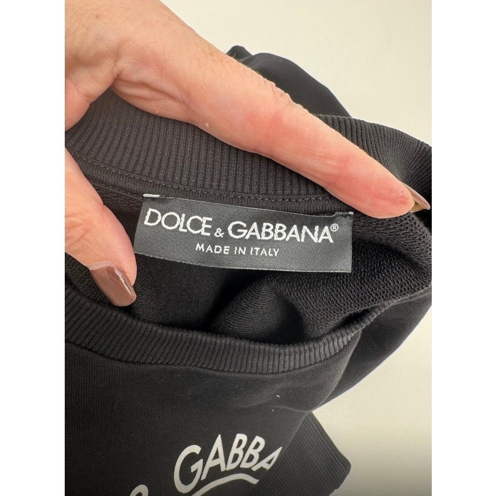 Men's Dolce & Gabbana IT 38/ Fits Like A Large Black "DG" Logo Print Sweatshirt