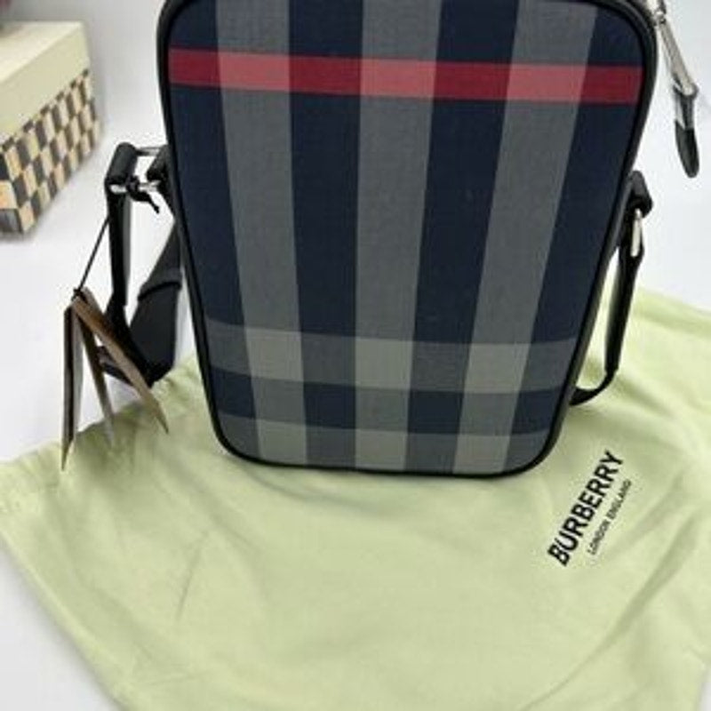 Men's Burberry, paddy check messenger bag adjustable strap made in Italy