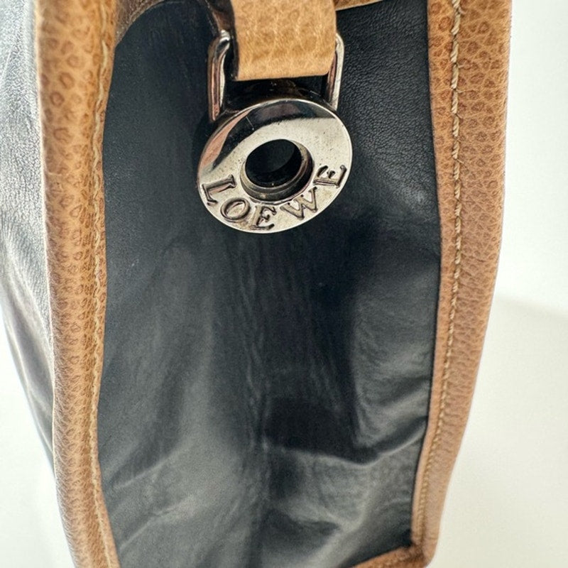 Loewe Black and Tan Leather Clutch