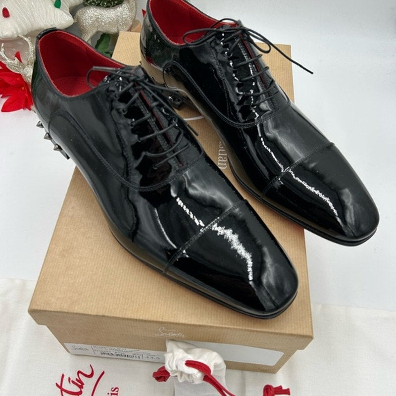 Christian Louboutin men's so greggo Black Patent Leather spike heel Oxford 43.5