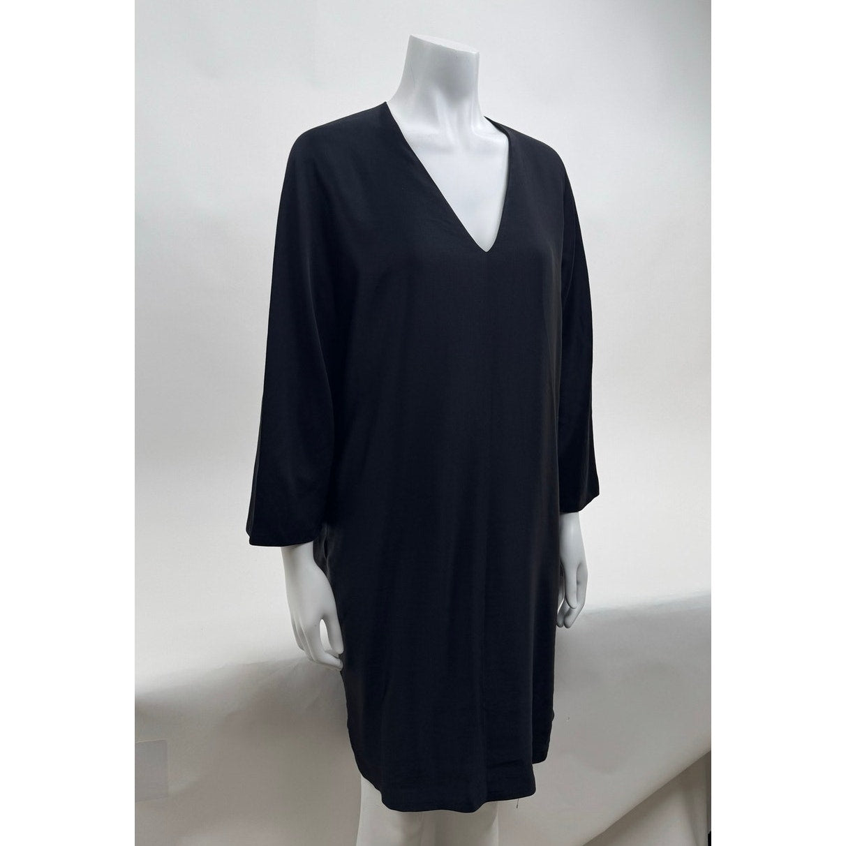 The Row Women's Black V-Neck Long Sleeve Sheath Dress Size M