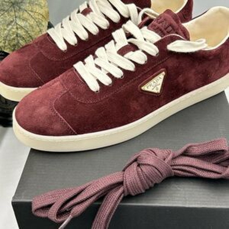 Men's Prada triangle logo suede sneakers size 8.5 US made in Italy