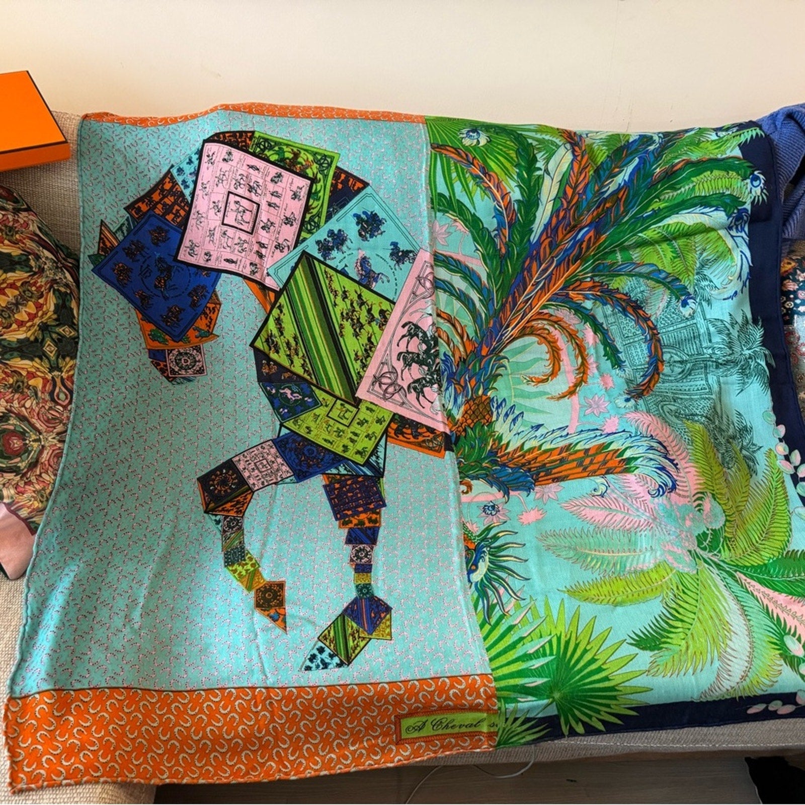 Hermès cashmere, equestrian/jungle themed scarf. Indescribably beautiful piece